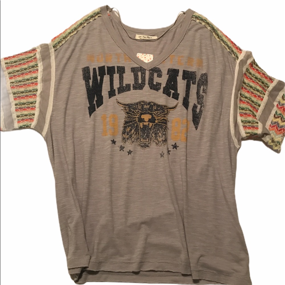 Free People We The Free Oversized Mixed Media Wildcats Tee Medium GUC